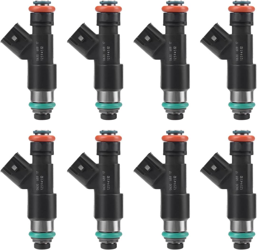 Fuel Injectors Set of 8 Compatible with Chevy 2007-2009 Avalanche Express Silverado Suburban 1500 GMC 2008-2009 Savana Yukon 5.3L V8 Replace 12594512 217-2436 FJ977 4Holes