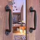 2-Pack 8 Inch Round Rustic Sliding Barn Door Handle - Black Steel Pull for Fence Gate, Garage, Shed, Closet, Pantry - Indoor and Outdoor Use - Easy Install
