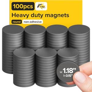 X-bet MAGNET Ceramic Magnets 100 pcs Bigger Size, diamter 1.18x0.15  - Round Disc - Flat Circle Magnets Bulk for Crafts, Science & Hobbies - Perfect for Refrigerator, Whiteboard, Fridge