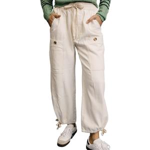 Kedera Women's Wide Leg Jeans High Waisted Pull On Baggy Jeans Cropped Denim Drawstring Pants Casual Joggers, L