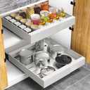 Expandable Pull Out Cabinet Drawers Organizer, Slide Out Cabinet Organizer Shelves with Adhesive Nano Film(one pack) (White(1pc), 11.9"-19" Wide, 16.9"Deep) (16.9"D x11.9"-19"W)