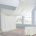 60ft×20ft Ivory Ceiling Drapes for Weddings Parties,12 Panels 5×20ft Long Ceiling Curtain for Tent Canopy,Wrinkle Free Silk Easy to Draping&Hang Ivory Drapes for Event Church Stage Photo Bedroom
