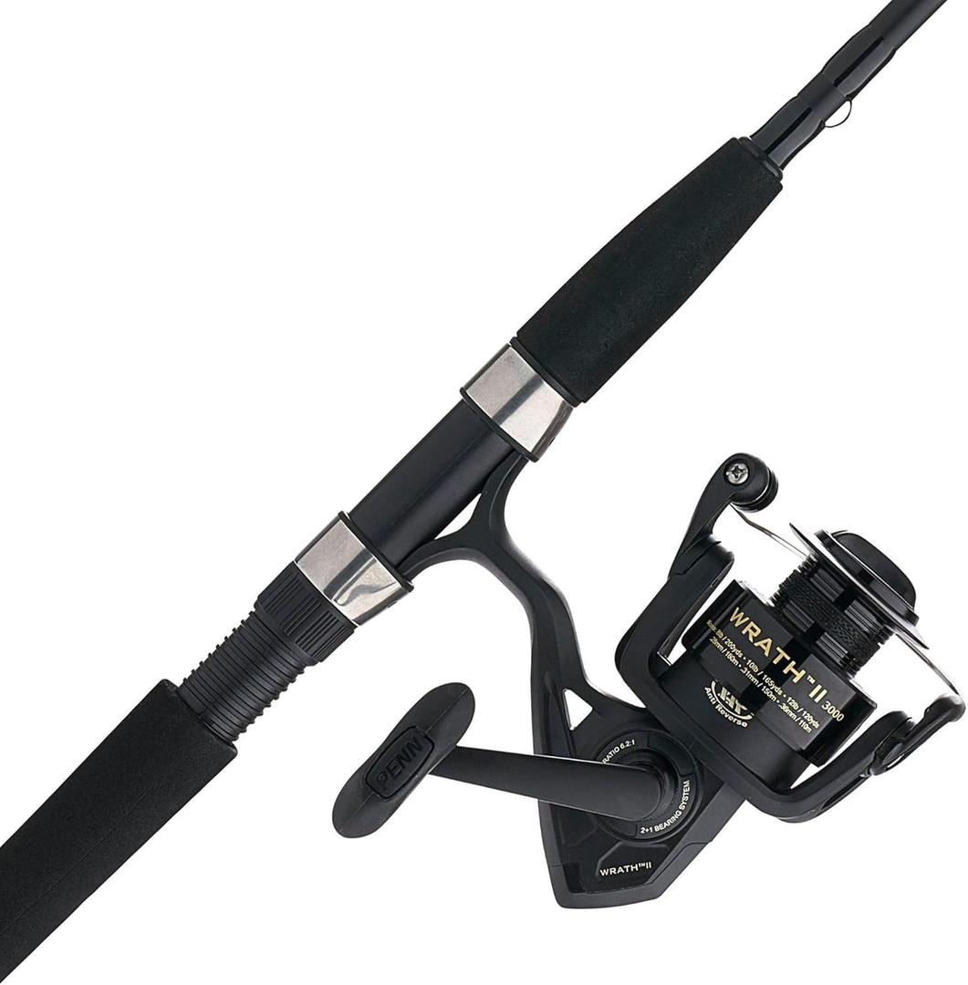 PENN 7' Wrath II Fishing Rod and Spinning Reel Combo, Size 3000, Medium Light Power, Extra Fast Action, Corrosion-Resistant Graphite Construction, Lightweight and Durable