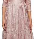 Alex Evenings womens Tea Length Embroidered Illusion Sleeves - Closeout Special Occasion Dress, Rose, 12 Petite US
