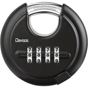 DAYGOS Combination Disc Padlocks for Outdoor - Heavy Duty 4 Digit Code Lock, Combo Discus Lock for Storage Unit,Gate,Fence,Traile(3/8-in Shackle,1PCS,Black)