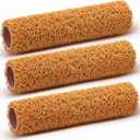 Teenyyou 3 Pcs 9 Inch Textured Paint Roller Set Small Textured Roller Brown for Painting Walls Popcorn Ceiling Home Improvement Paint Supplies, Tan