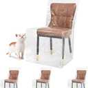 4 Packs Plastic Dining Room Chair Covers with Backrests, Thickened PVC Seat Protectors Anti Stain, Anti Cat Scratch, Waterproof Easy to Clean Slipcover
