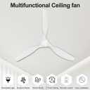 Ocioc 52 inch Ceiling Fans with Lights and Remote, Dimmable Ceiling Fans with Reversible Quiet DC Motor, Flush Mount, 3CCT, White Ceiling Fan for Bedroom Living Room Indoor/Outdoor