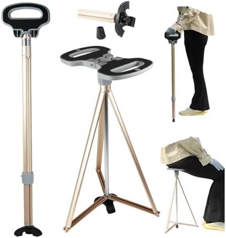PLOGGING Walking Cane with Seat Folding Lightweight, Portable Cane Seat with Carry Bag, Walking Stick with Seat for Seniors & Adults, Foldable Adjustable Cane Chair for Travel Hiking
