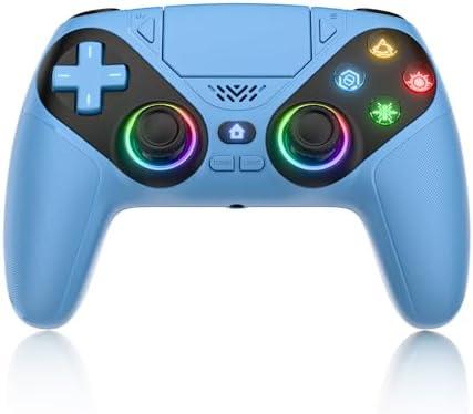 Dinosoo RGB Wireless Controller for PS5/PlayStation 5 PC, Bluetooth Controller with Turbo, Macro, Dynamic Vibration, 6-Axis Motion Control, 3.5mm Audio Jack, 1000mAh Battery, Speaker - Blue Dinosoo RGB Wireless Controller for PS5/PlayStation 5 PC, Bluetooth Controller with Turbo, Macro, Dynamic Vibration, 6-Axis Motion Control, 3.5mm Audio Jack, 1000mAh Battery, Speaker - Blue