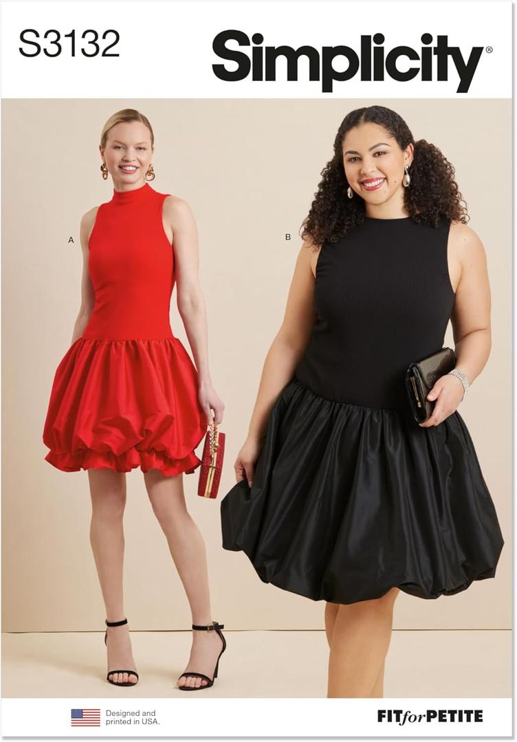 2 x Simplicity SS3132BB Women's Sleeveless Bubble Dress Sewing Pattern Packet, Design Code S3132, Sizes 20W-22W-24W-26W-28W