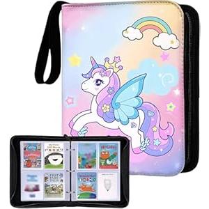 Card Holder for Yoto Cards 120 Cards Capacity Card Case Storage Organizer with Zipper Card Binder for Yoto Player Cards and Yoto Mini Cards, Pink Unicorn
