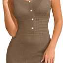 Women's Crochet Swimsuit Coverup Hollow Out Sleeveless Dress for Women 2026 Knit Button Tank Dresses (XXL)