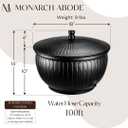 Monarch Abode Garden Hose Holder with Lid Decorative Water Hose Holders for Outside, Arch Embossed Metal Matte Black Pot with Drainage, 100ft Waterhose Holder for Outside, Garden Storage Caddy