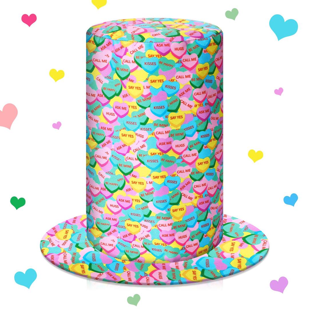 Valentines Hat, Conversation Heart Valentines Top Hat Felt Costume Accessories for Women Men Valentine's Day Cosplay Party Favors