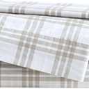 Eddie Bauer - Queen Sheet Set, Cotton Percale Bedding Set, Super Soft and Bedding Set, Oeko-Tex Certified (Basic Plaid Beige, Queen)