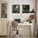 William Morris Canvas Wall Art Set of 2, Vintage Moon & Stars Posters Prints Painting Art, Framed Botanical Art Wall Decor for Bedroom Kitchen Living Room Office 12x16 Inch