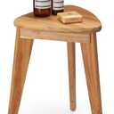 Teak Shower Stool, 17'' Shower Foot Rest for Shaving Legs, Waterproof Teak Shower Seat, Corner Shower Bench, Wooden Step Bench, Organizer Stool, Plant Stand for Living Room Bathroom