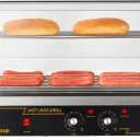 VEVOR Hot Dog Roller 5 Rollers 12 Hot Dogs Capacity, 750W Stainless Sausage Grill Cooker Machine with Dual Temp Control Glass Hood Acrylic Cover Bun Warmer Shelf Removable Oil Drip Tray ETL Certified