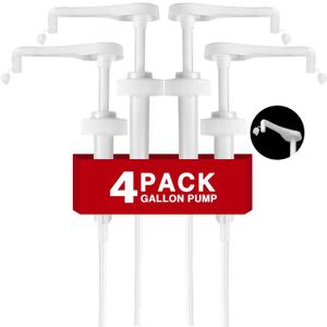 4Pcs Gallon Jug Syrup Pump Dispenser, 38-400 Leak Proof Pump for Gallon Jug - Lotion Shampoo Pump Cap Included, Fits 1 Gallon Bottle 64oz 128oz Shampoo Laundry Detergent Containers (White - 4 Pack)