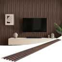 WPC Slat Wall Panels 8 Pack 96" x 6", Waterproof Fluted Wall Paneling, Accent 3D Wall Panel for Wall Decor, Bathroom, Bedroom, Office - Low Grille Walnut (Cover Approx.32 sq.ft)