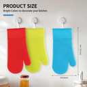 Silicone Oven Mitt Set 7"x14", Extra Long Oven Mitts Heat Resistant Non-Slip Quilted Liner Kitch Oven Gloves for BBQ, Baking, Cooking, Beige