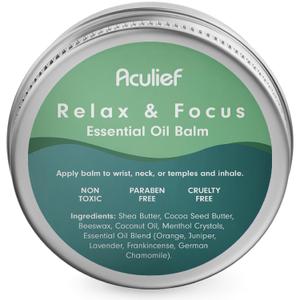 Aculief Relax & Focus Essential Oil Aromatherapy Balm - Shea Butter Cream - Cruelty-Free