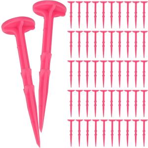 Nuanchu 50 Pcs 5 Inch Low Profile Survey Markers Hi-vis Line Yard Property Marker Survey Stakes for Patios, Lawn Edges, Gardens, Paver Landscape Fabric Tarps Weed Barriers (Pink, 5 x 1.5 Inches)