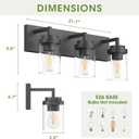 Espird Bathroom Vanity Light, 3 Light Matte Black Vanity Lights with Clear Glass Shade, 22in Modern Wall Sconces, Bathroom Lighting Fixtures Over Mirror for Living Room