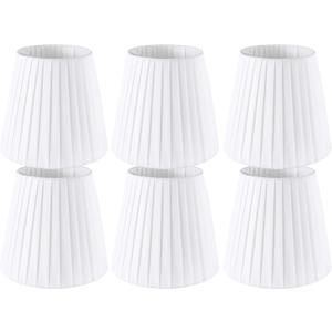 Set of 6 Natural Linen White Clip On Chandelier Lamp Shades For Chandeliers, Wall Lamps, And Other Lighting Fixtures Using E12 Bulbs 4 * 6 * 5 Inch