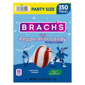 Brach's Soft Peppermint Candy, Individually Wrapped Pieces, 61.7 oz Carton (350 Pieces)