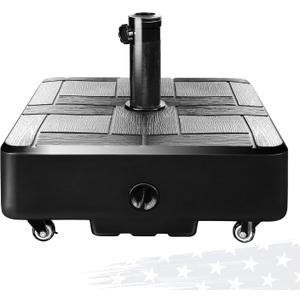 FRUITEAM Fillable Mobile Umbrella Base, 100 LBS Patio Umbrella Weight Base Heavy-Duty,Plastic Base Water & Sand Filled Umbrella Stand Holder with 4 Wheels, Easy to Move