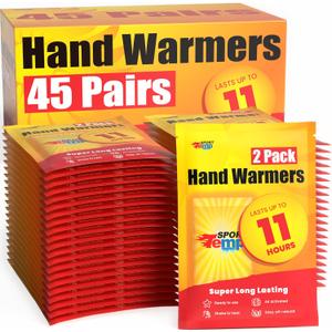 Hand Warmers - Up to 11 Hours of Heat, Super Long Lasting - Easy, All Natural - Air Activated, for Body, Hands & Toes - Odorless Hot Hand Warmer - Sport Temp, 45 Pairs