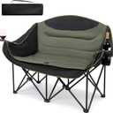 UBALANCE Double Camping Chair - Oversized Two Person Camp Chair with 650 lb. Load Capacity - Army Green - Ideal Camping Gear for Outdoor Adventures