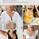 Deyllo Women's Push Up Bra Deep V Underwire Bra Full Coverage Lightly Padded Bras (White)