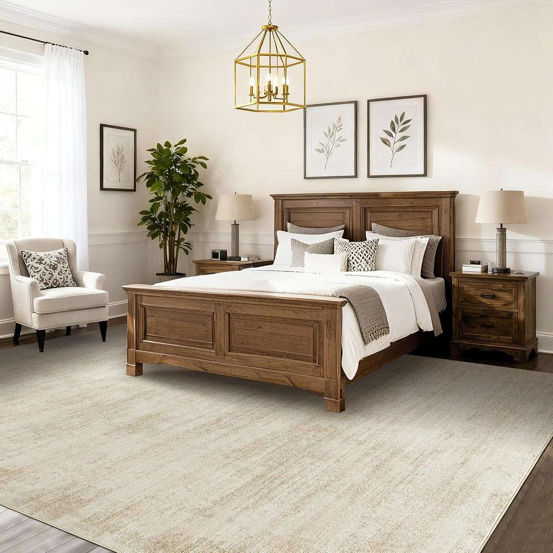 BILEEHOME 6x9 Area Rugs for Living Room, Washable Tan Beige Neutral Abstract Boho Modern Farmhouse Rug for Dining Room Under Table Bedroom Tan Coffee Brown with Beige
