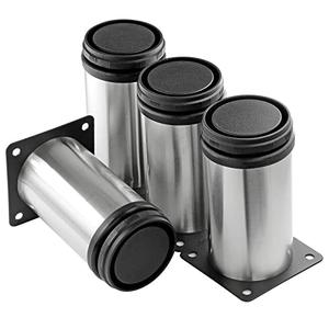 Masendelk 4 Inch Metal Furniture Legs Stainless Steel Adjustable Legs Silver Table Legs Round Cabinet Legs for Coffee Table Cabinet Desk Sofa Shelves, Pack of 12