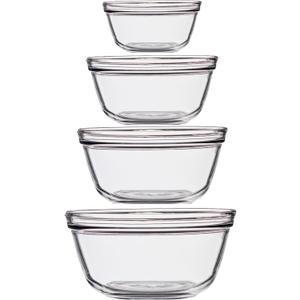 Anchor Hocking 4 Piece Glass Mixing Bowls Set Durable, Microwave, Oven, and Dishwasher Safe Perfect for Prep, Mixing, Serving, and Storage Made in USA