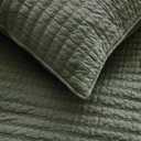 WDCOZY 100% Cotton Oversized King Size Quilt Set - Olive Green California Cal King Striped Pick Stitch Soft Lightweight Bedspread, Textured Like Linen, Farmhouse Country Rustic Coverlet, 3 Pieces