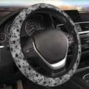 Black and Gray Stars Steering Wheel Cover Universal 15 Inch Cute and Fashionable Car Accessories Protector for Women Men (One Size)