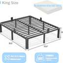 Yitong Angel 14 inch King Size Bed Frame with Round Corner Legs Mattress Slide Stopper,3500 lbs Heavy Duty Metal Platform,Steel Slat Support,No Box Spring Needed,Easy Assembly,Noise Free