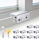 Sliding Window Locks (10 Sets), Security Window Locks with Keys, Adjustable Aluminum Sliding Window Stops, Easy Installation Without Drilling, for Vertical and Horizontal Sliding Windows (Silver)