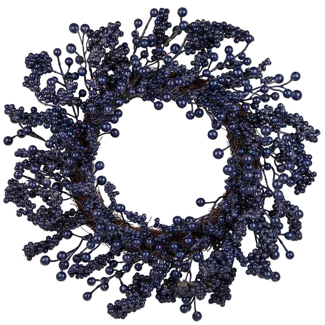 20" Christmas Wreath for Front Door Artificial Blue Holly Berry Wreath for Christmas Thanksgiving Winter Holiday Decoration