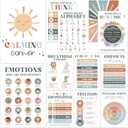 12 Retro Calming Corner Classroom Posters (10x14) - Feelings Wheel & Emotions Poster for Kids, Calm Down Corner Supplies for Therapy Office Decor, Mental Health Wall Art for Preschool and Teachers