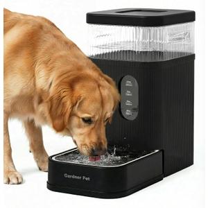 Gardner Pet 2.2 Gallon Automatic Dog Water Bowl Dispenser 8.5L Gravity Water Feeder with Stainless Steel Bowl & Maifan Stone Filter, BPAFree for for Cats and Dogs (Black, 2.2 Gallon)