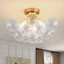 Bubble Chandelier Bubble Ceiling Light 17in Semi Flush Mount Chandelier Blown Glass Mid Century Close to Ceiling Light Fixture for Bedroom Hallway Entryway Kitchen Foryer Dining Room 1 Pack