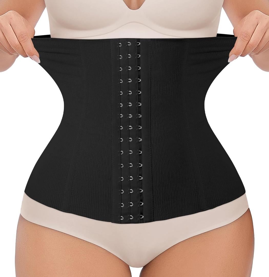 EUYZOU Women Waist Trainer Corset Postpartum Fajas Tummy Control Girdle Shapewear Waist Cincher (X-Large, Black)