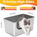 Yangbaga XXL High Sided Stainless Steel Litter Box for Cats