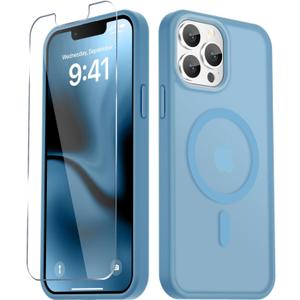 for iPhone 13 Pro Case, Matte Magnetic Phone Cover [with 1 Screen Protector] [Support for MagSafe] [Shockproof Military Grade Protection] Translucent Frosted Back, Lavender Purple