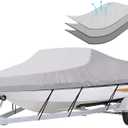 iCOVER Trailerable Boat Cover- 17'-19' Heavy Duty Waterproof Tarp Covers with Storage Bag, Fits V-Hull, Fish&Ski, Pro-Style, Fishing, Runabout, Bass Boats, up to 17ft-19ft Long X 96" Wide